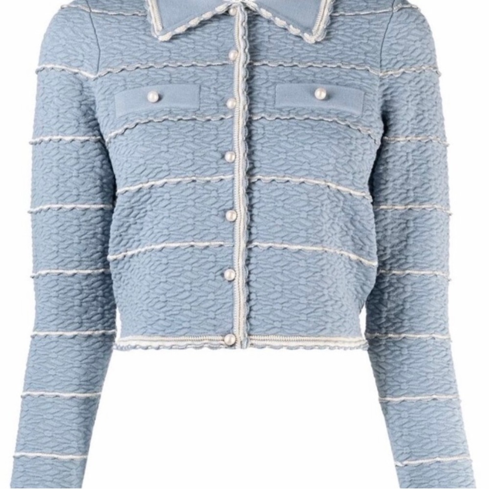 Sandro Infinity Cropped Cardigan in Sky Blue
